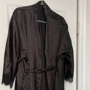 Black Satin Robe - tag says 3XL but runs small